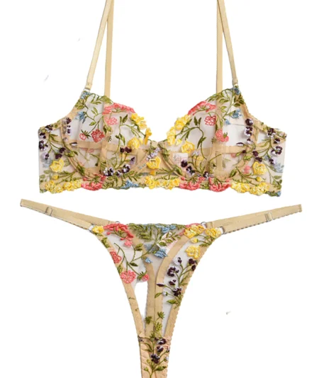 Loveofbody Flower Lace See Through Lingerie Set