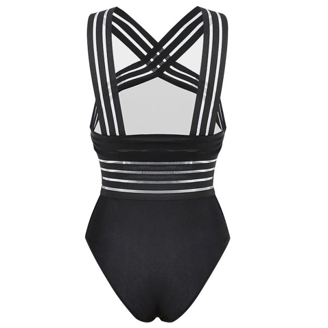 Swimsuit Bikini High Waist Leopard Print Stitching Bikini Ladies Swimsuit One-Piece - Image 3