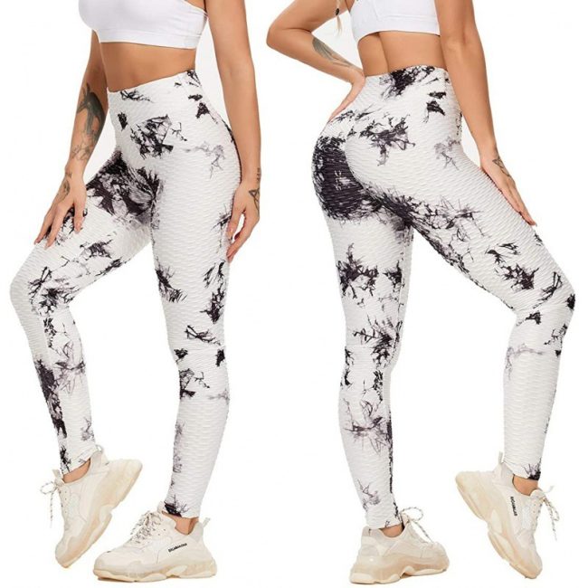 Love of Body - Women Tie-Dye Jacquard Bubble Yoga Pants Hip Lift Fitness High Waist Sports Yoga Leggings