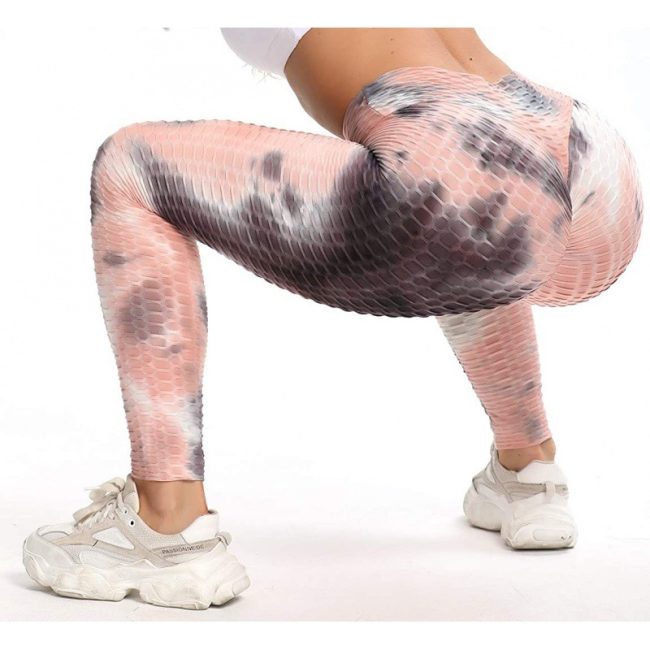 Love of Body - Women Tie-Dye Jacquard Bubble Yoga Pants Hip Lift Fitness High Waist Sports Yoga Leggings - Image 4