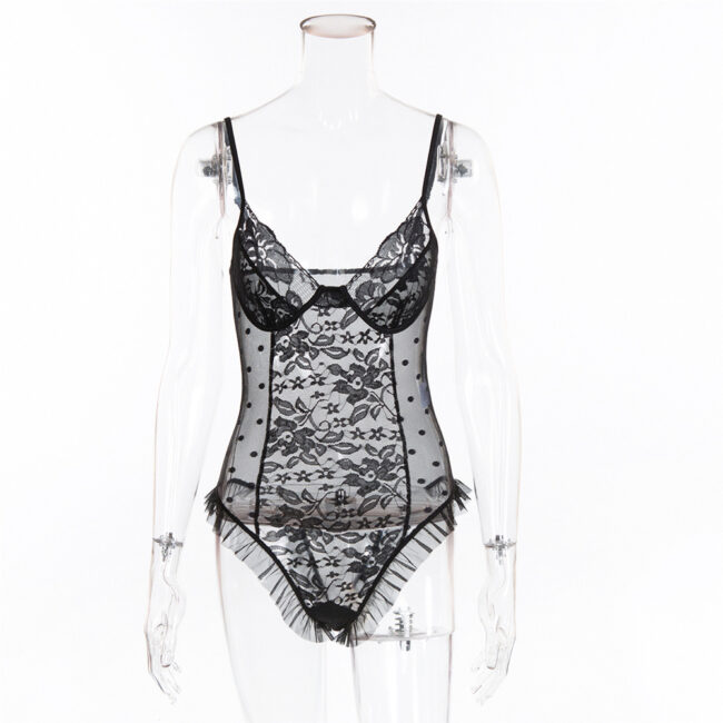 Love of Body - Sexy Lace Polka Dot Bodysuit - Image 4
