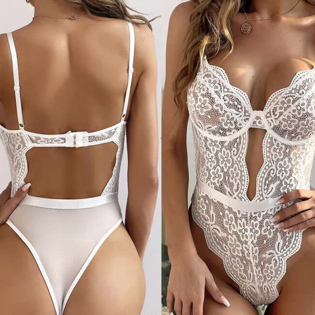 Love of Body - Women's Lace Jumpsuit With Transparent Suspenders - Image 5