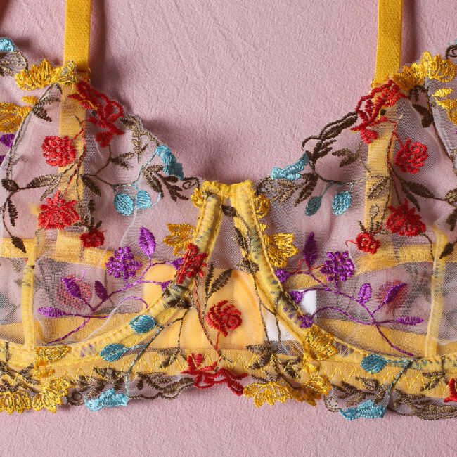 Love of Body - Sensual Lace Underwear Set with Transparent Embroidery and 3-Piece Garters - Image 4