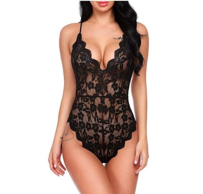 Love of Body - Sexy Black Lace Coveralls Bodysuit Lingerie